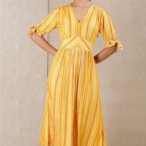 NWT Ritu Kumar Medium Yellow Striped Dress